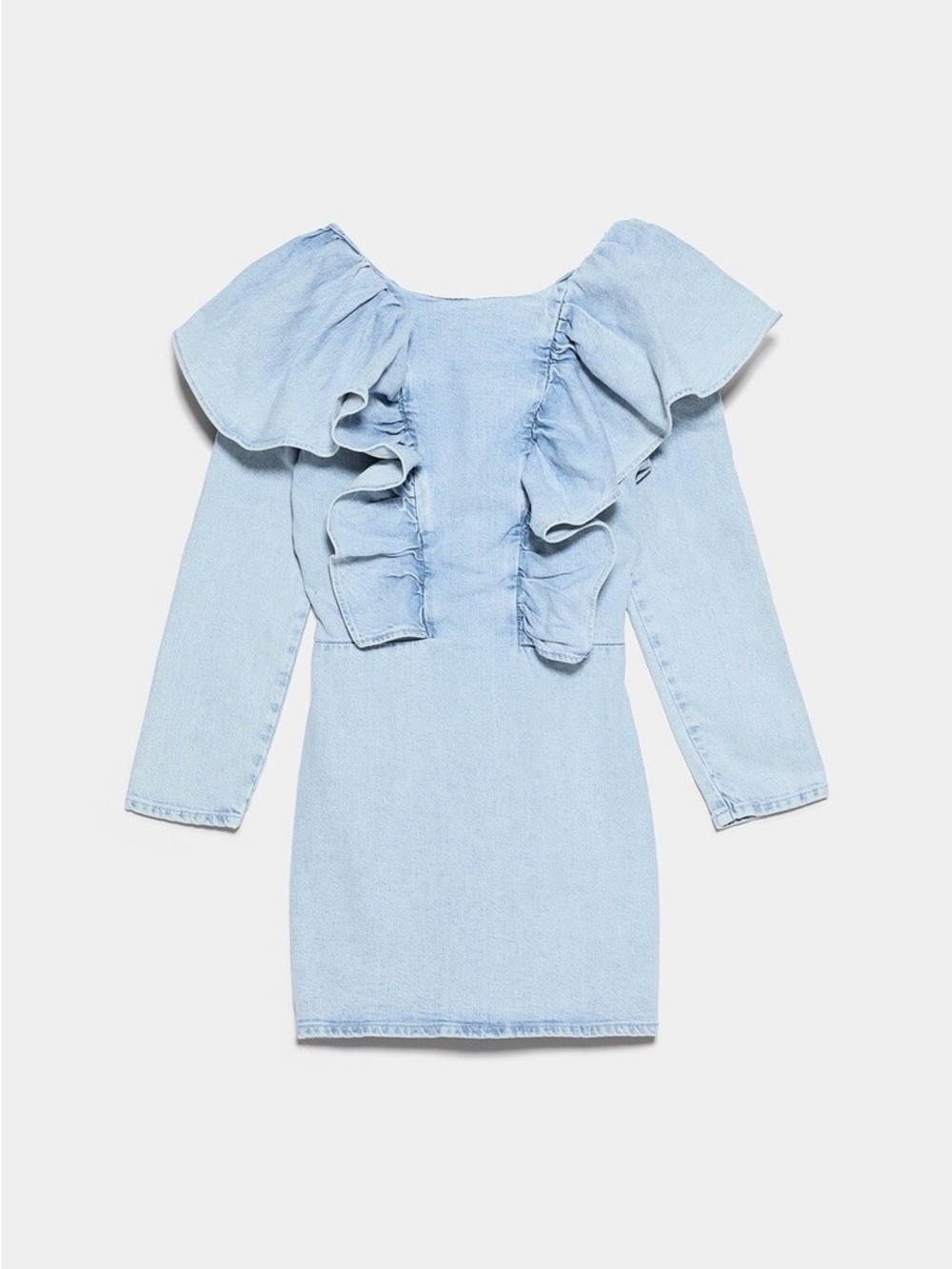 Zara women Ruffle Denim Dress NWT ✨